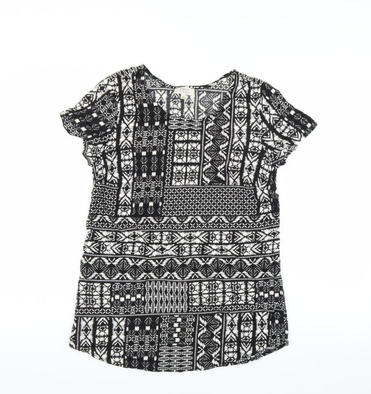 Matalan Womens Black Geometric  Basic Blouse Size 8