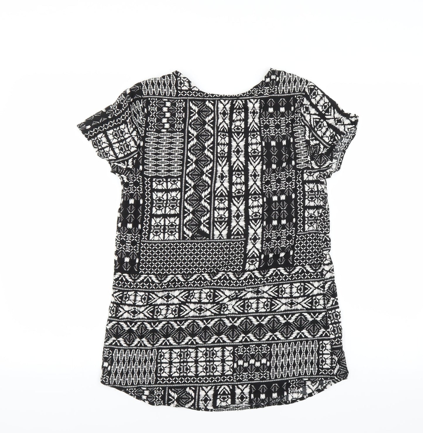 Matalan Womens Black Geometric  Basic Blouse Size 8