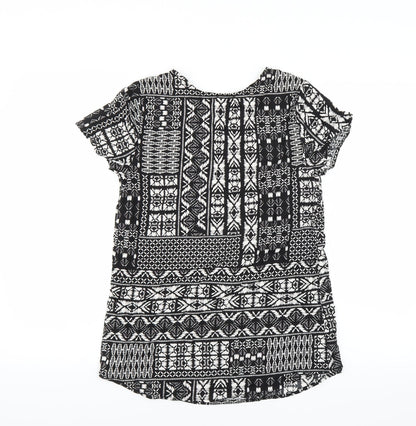 Matalan Womens Black Geometric  Basic Blouse Size 8