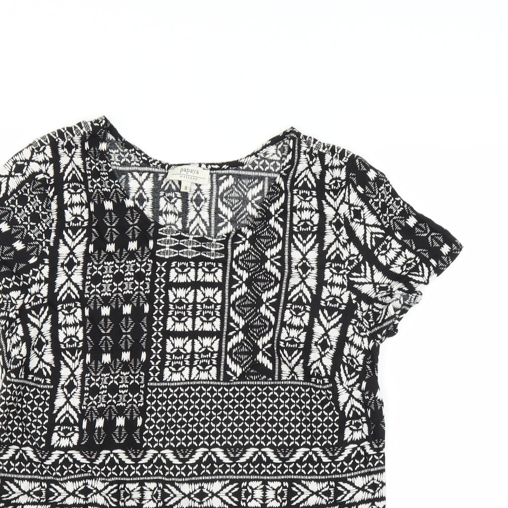 Matalan Womens Black Geometric  Basic Blouse Size 8