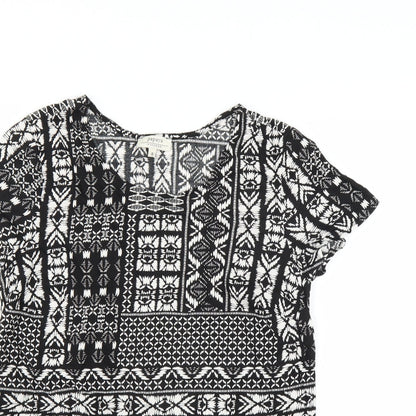 Matalan Womens Black Geometric  Basic Blouse Size 8