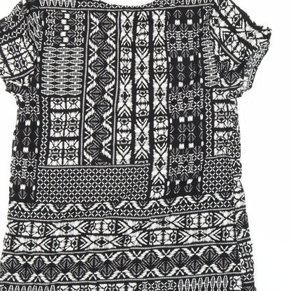 Matalan Womens Black Geometric  Basic Blouse Size 8