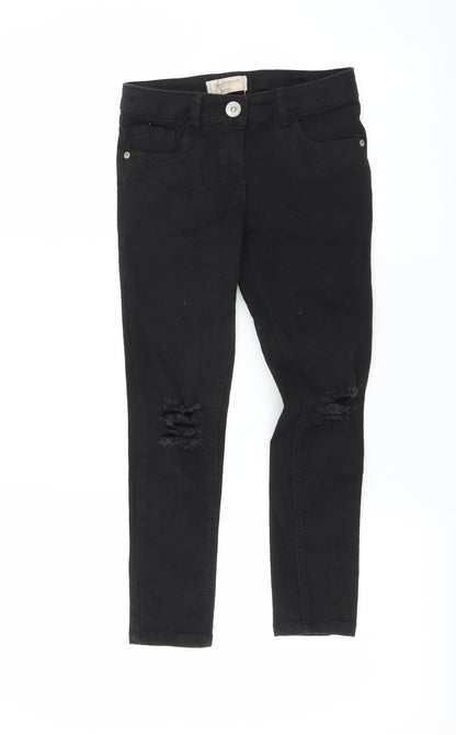 NEXT Girls Black   Skinny Jeans Size 8 Years - DISTRESSED