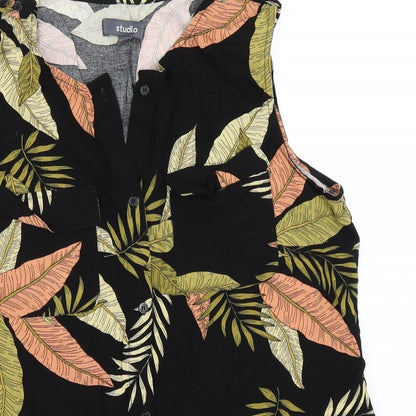 Womens UK Size 12 Studio Black Basic Button-Up