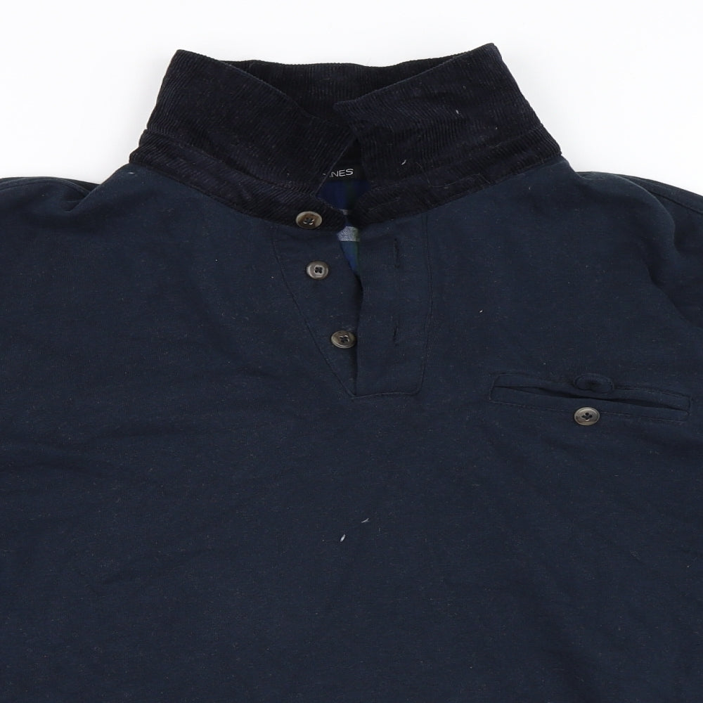 Mens UK Size M DUNNES Blue Henley Sweatshirt