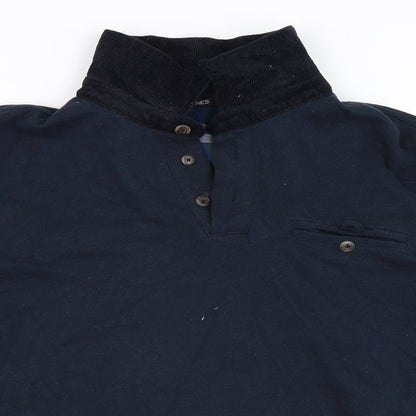 Mens UK Size M DUNNES Blue Henley Sweatshirt