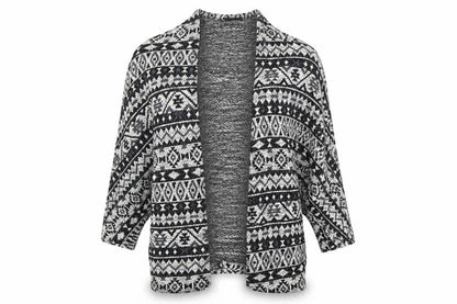 Atmosphere Womens Black Geometric  Cardigan Jumper Size M