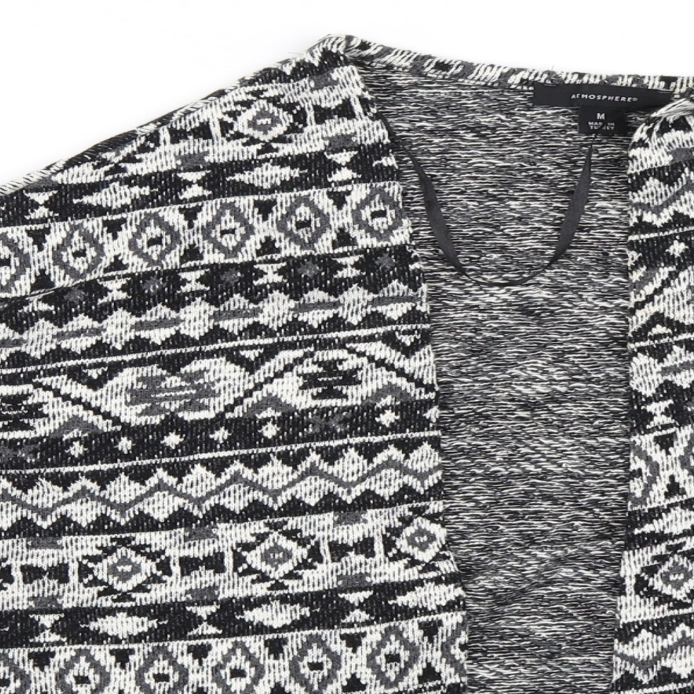 Atmosphere Womens Black Geometric  Cardigan Jumper Size M