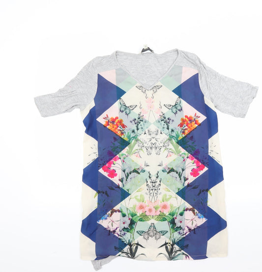 NEXT Womens Grey Floral  T-Shirt Dress  Size 14