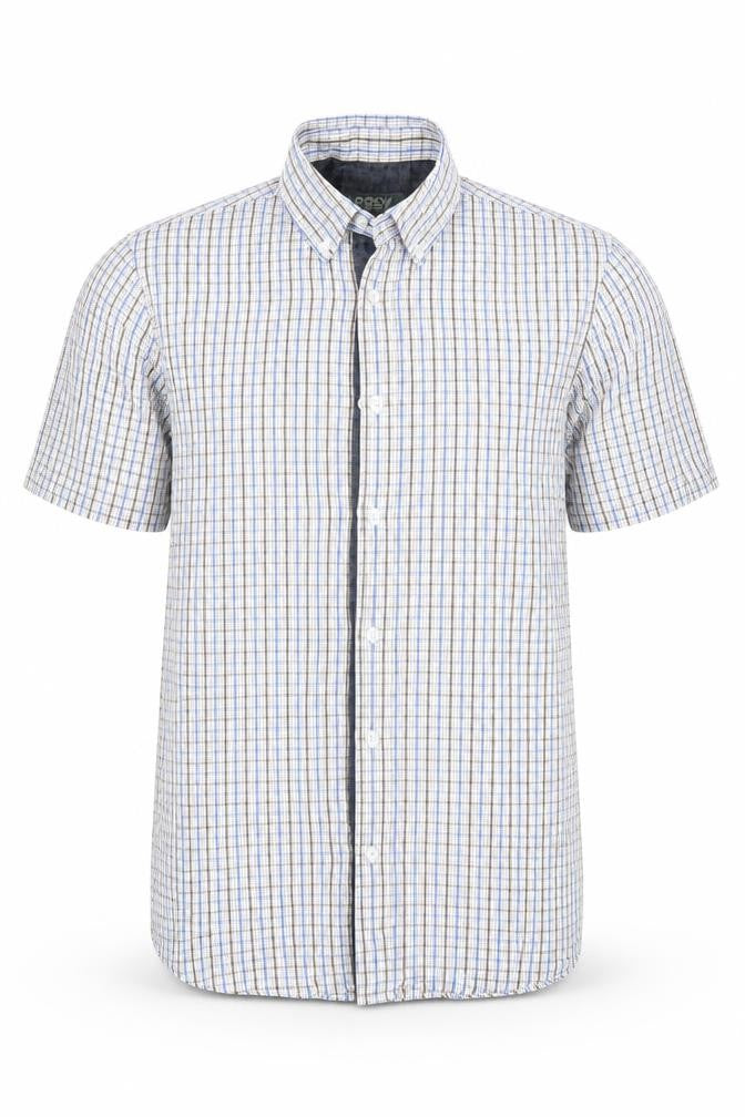 Mens UK Size S Easy Blue  Button-Up Short Sleeve Casual Shirt