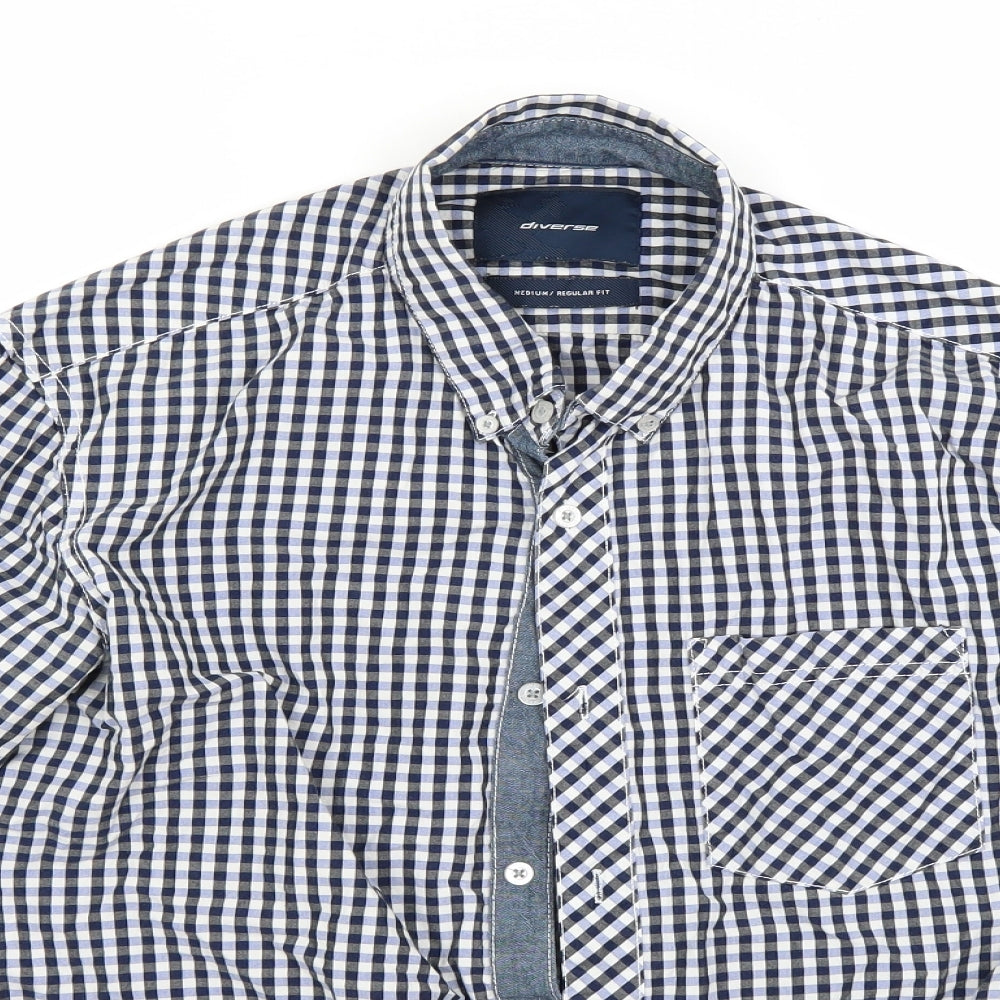 Mens UK Size M Diverse Blue  Button-Up Long Sleeve Casual Shirt
