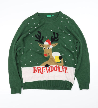 Avenue Mens Green   Pullover Jumper Size L