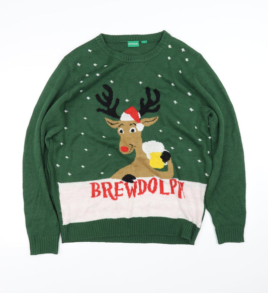 Avenue Mens Green   Pullover Jumper Size L