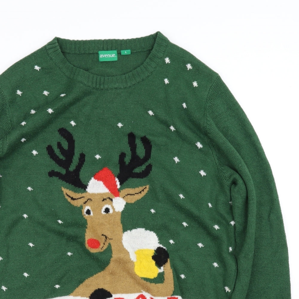 Avenue Mens Green   Pullover Jumper Size L