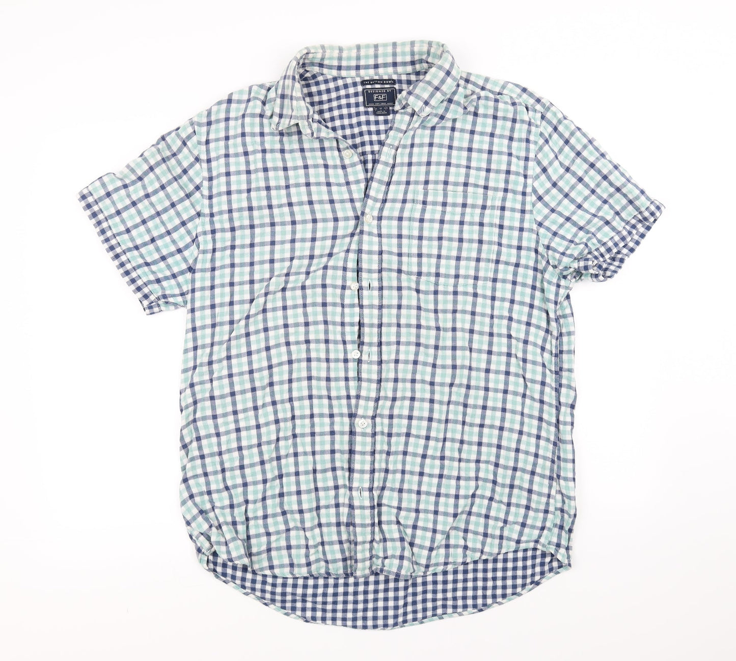 F&F Womens Green Check  Basic Button-Up Size L