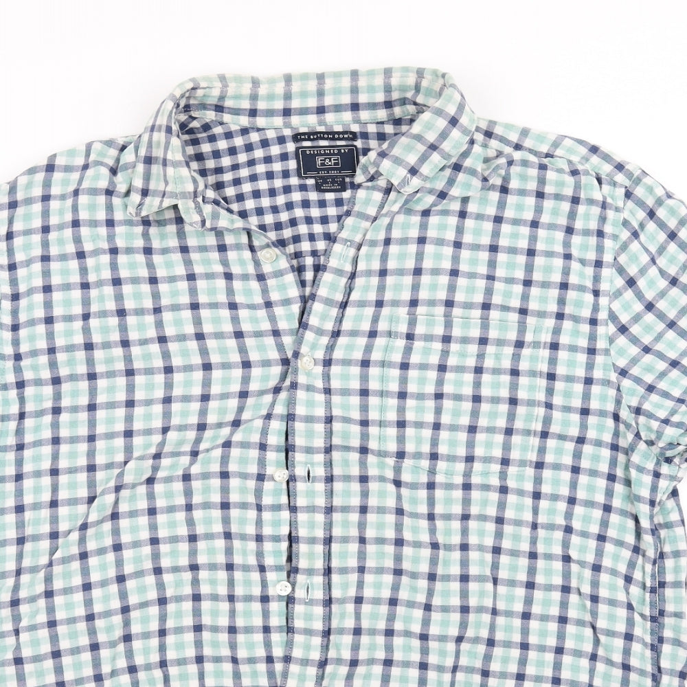 F&F Womens Green Check  Basic Button-Up Size L