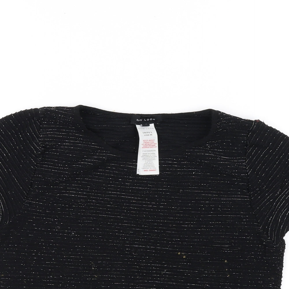 Womens UK Size M New Look Black Basic Blouse