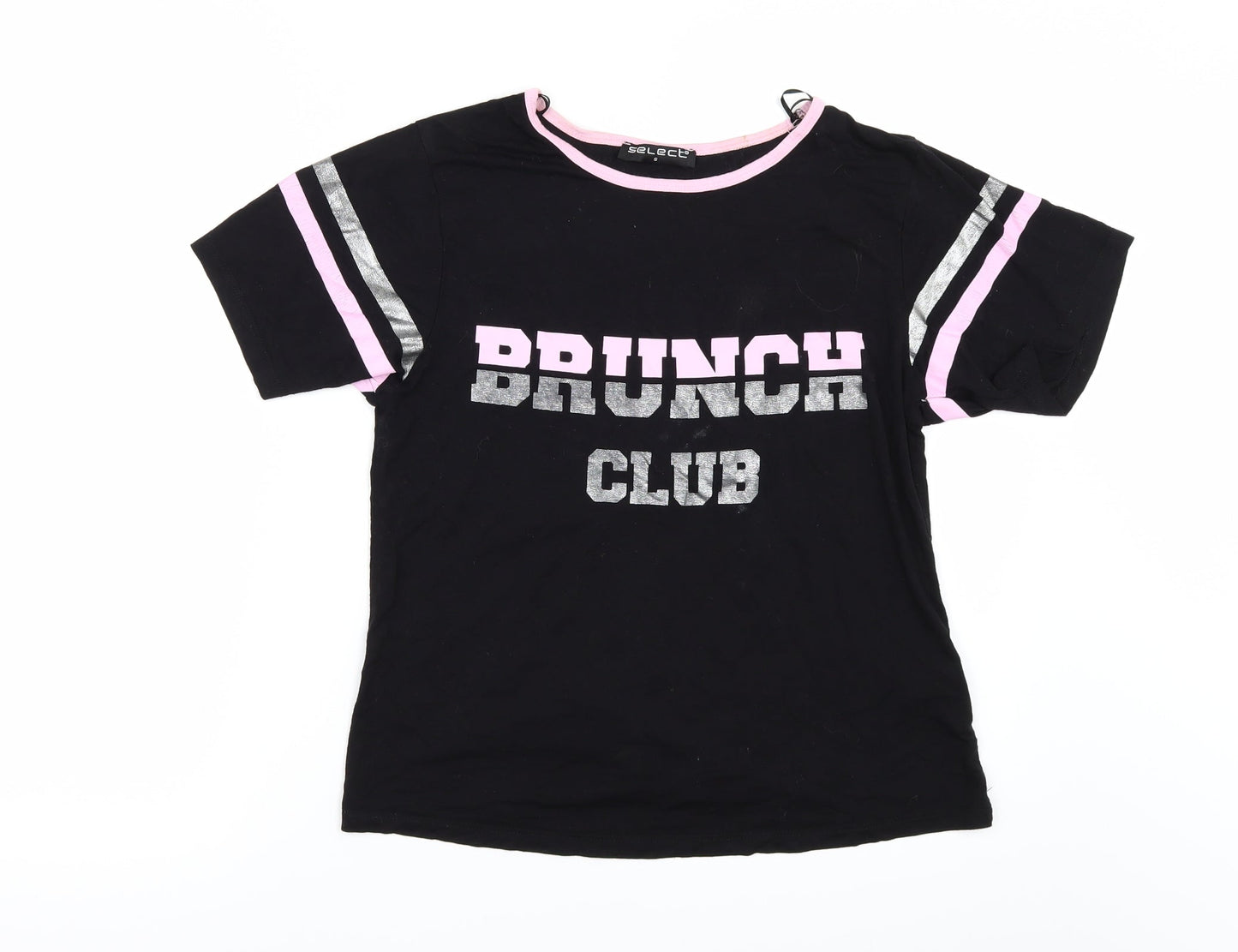 Womens UK Size S Select Black Basic T-Shirt