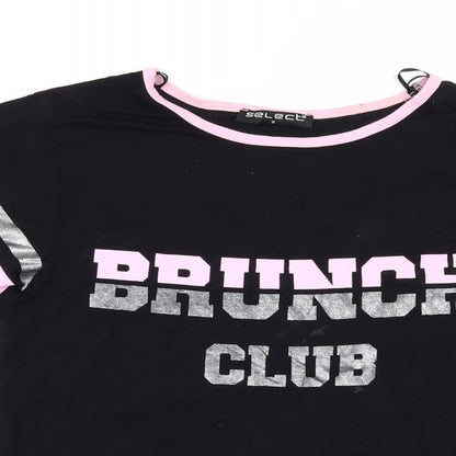 Womens UK Size S Select Black Basic T-Shirt