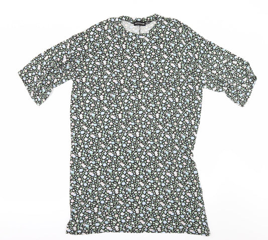 PRETTYLITTLETHING Womens Black Floral  Basic T-Shirt Size 8