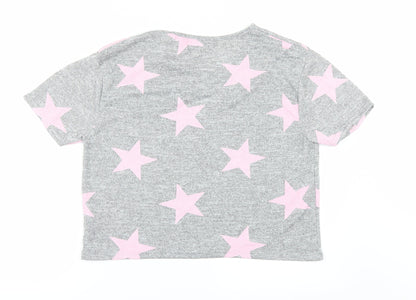 PRETTYLITTLETHING Womens Grey Polka Dot  Basic T-Shirt Size M