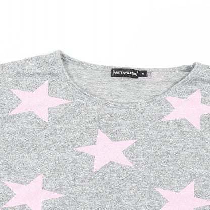 PRETTYLITTLETHING Womens Grey Polka Dot  Basic T-Shirt Size M