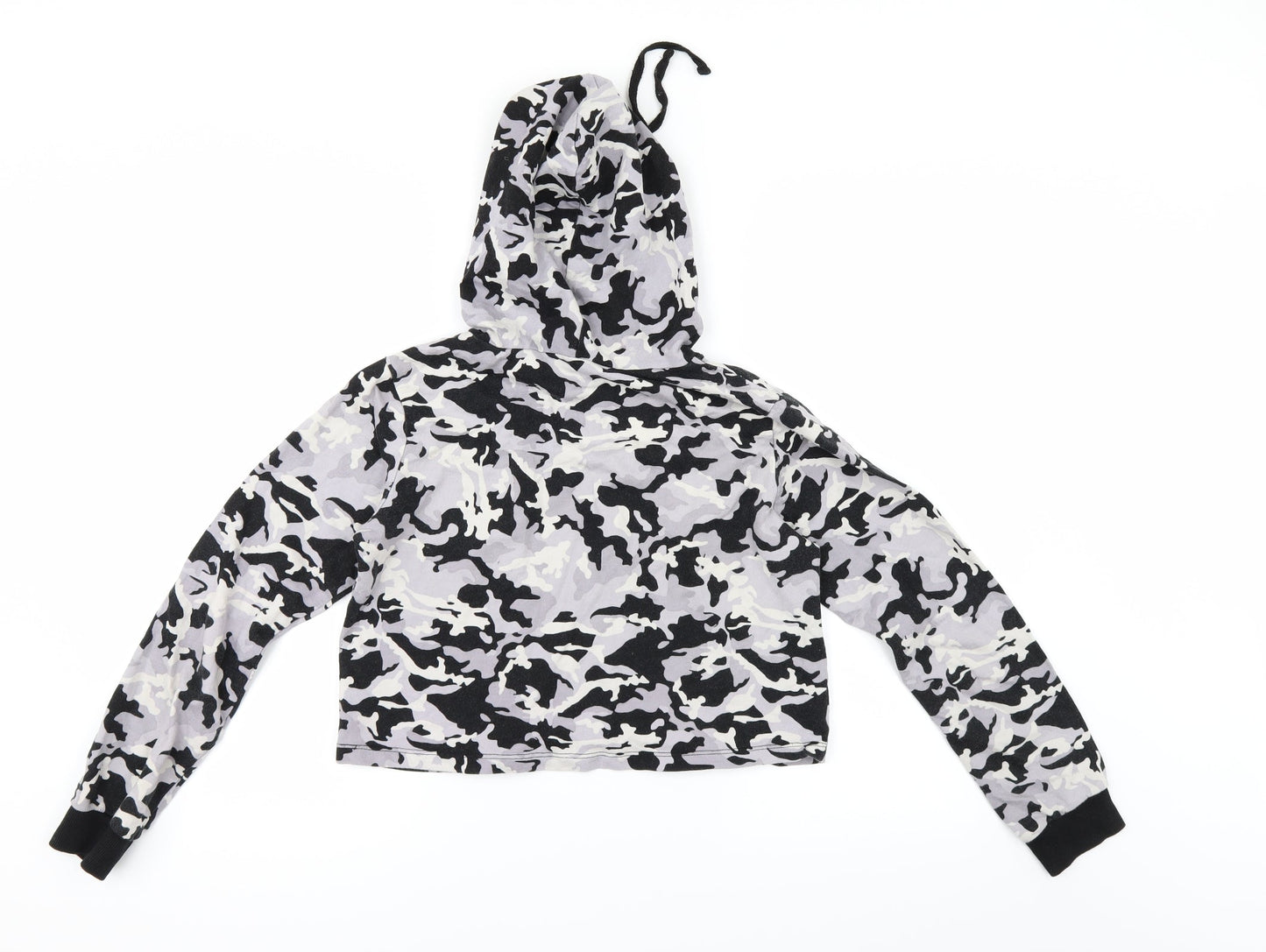 Select Womens Grey Camouflage  Pullover Hoodie Size 10  - cropped hoodie