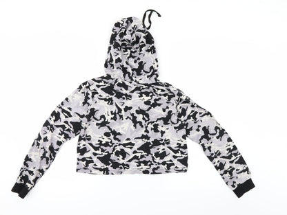 Select Womens Grey Camouflage  Pullover Hoodie Size 10  - cropped hoodie