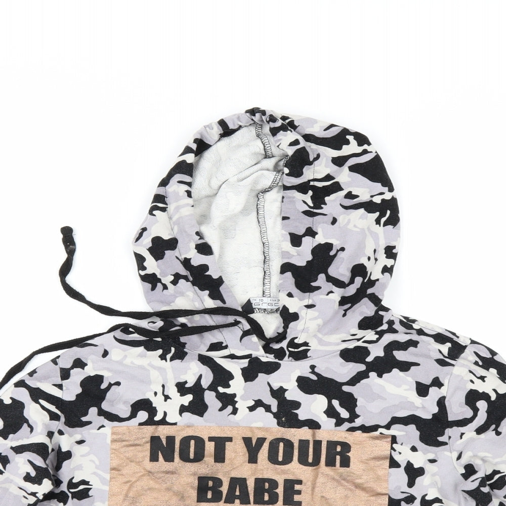 Select Womens Grey Camouflage  Pullover Hoodie Size 10  - cropped hoodie