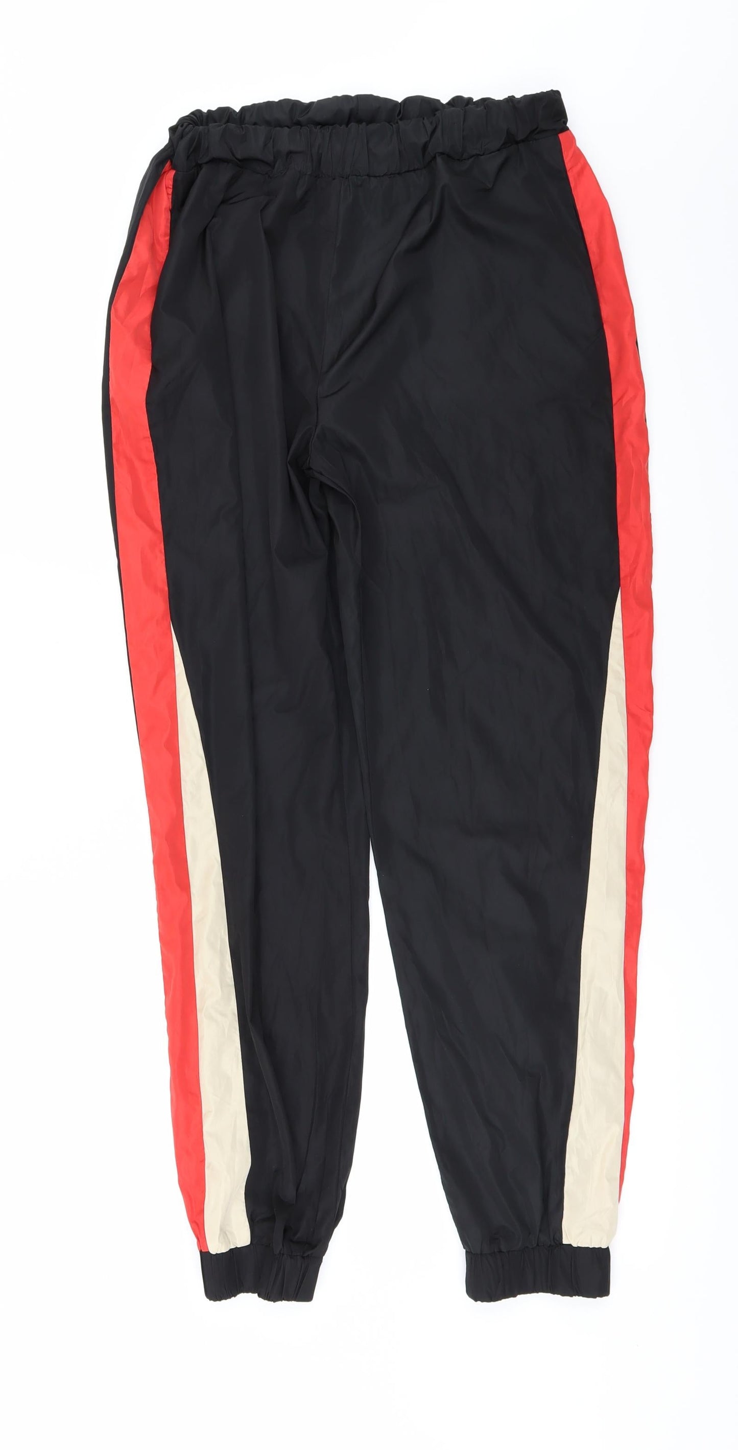 Womens UK Size 10 PRETTYLITTLETHING Regular Fit Windbreaker Black Trousers