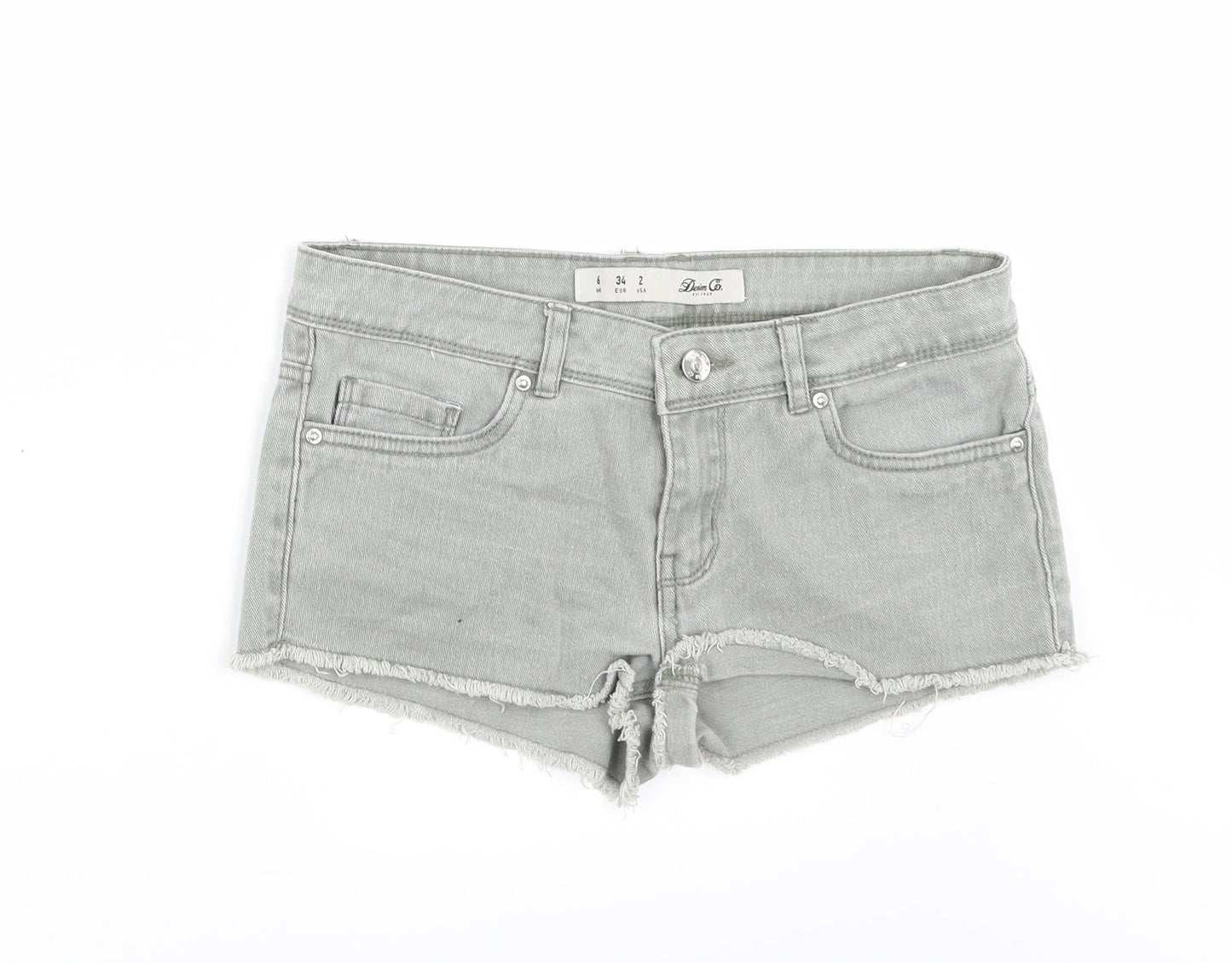 Denim & Co. Womens Green  Denim Cut-Off Shorts Size 6