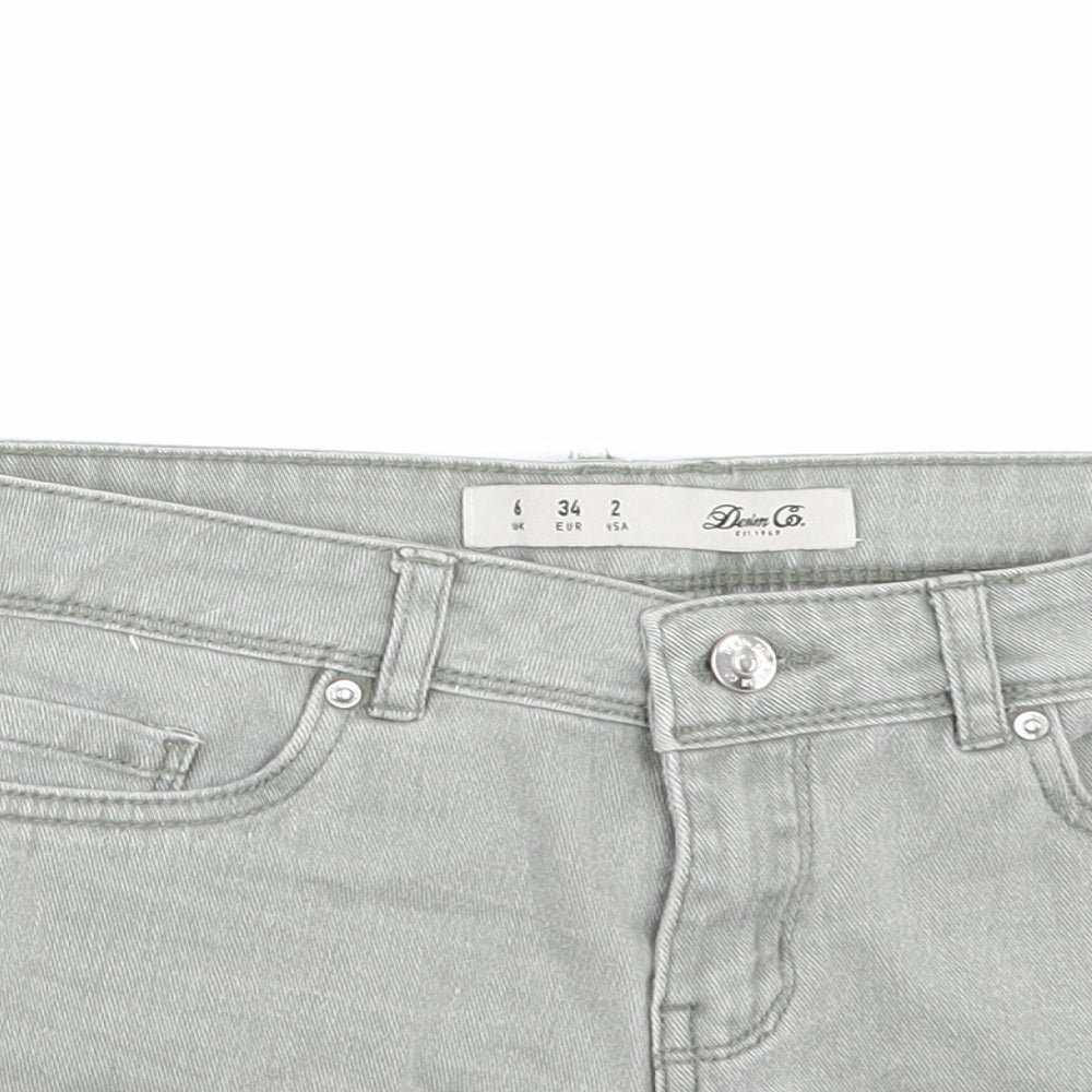 Denim & Co. Womens Green  Denim Cut-Off Shorts Size 6