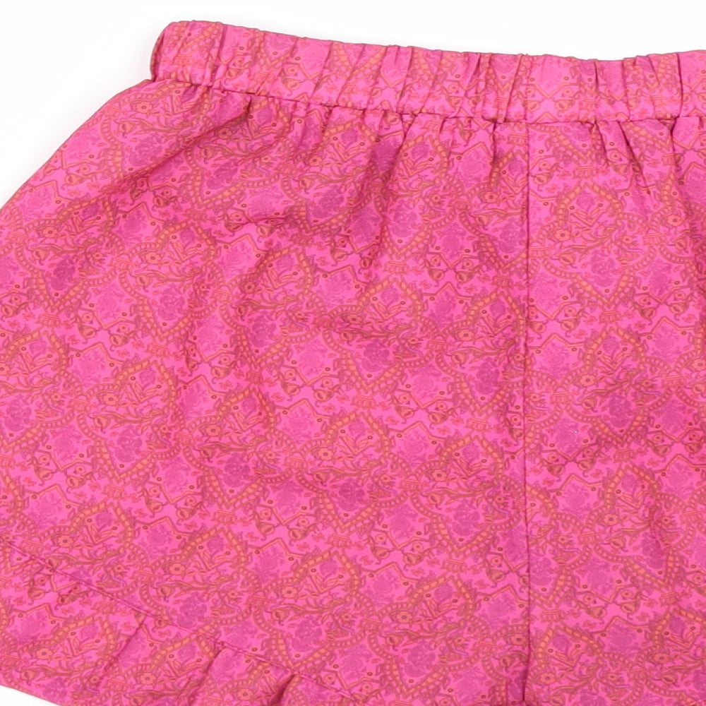 Missguided Womens Pink Geometric  Paperbag Shorts Size 8