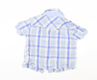 Cherokee Baby Blue Check  Basic Button-Up Size 12-18 Months