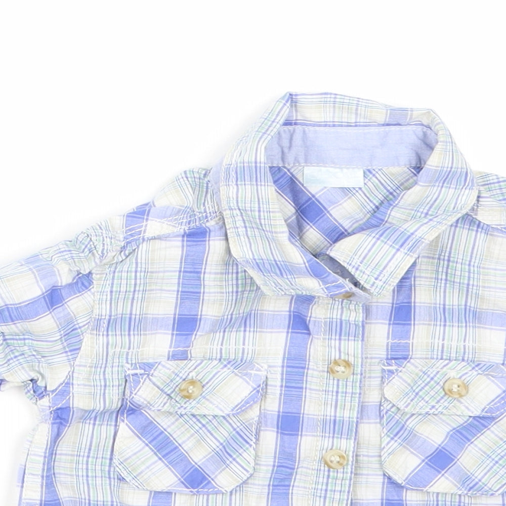 Cherokee Baby Blue Check  Basic Button-Up Size 12-18 Months