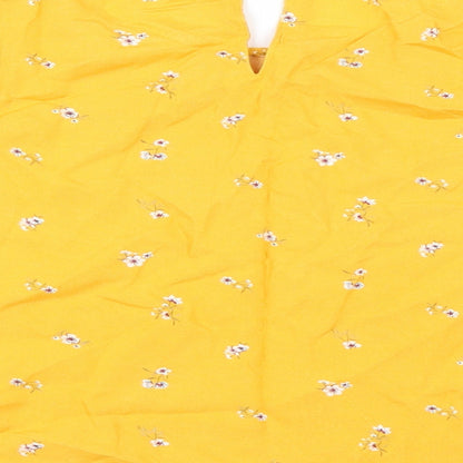 H&M Girls Yellow Floral  Tunic Blouse Size 12 Years  - cold shoudler