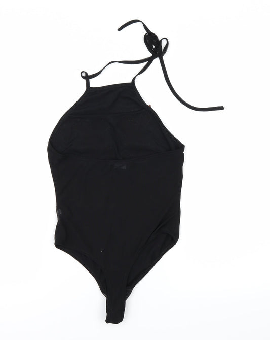 PRETTYLITTLETHING Womens Black Floral  Bodysuit One-Piece Size 10