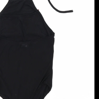 PRETTYLITTLETHING Womens Black Floral  Bodysuit One-Piece Size 10