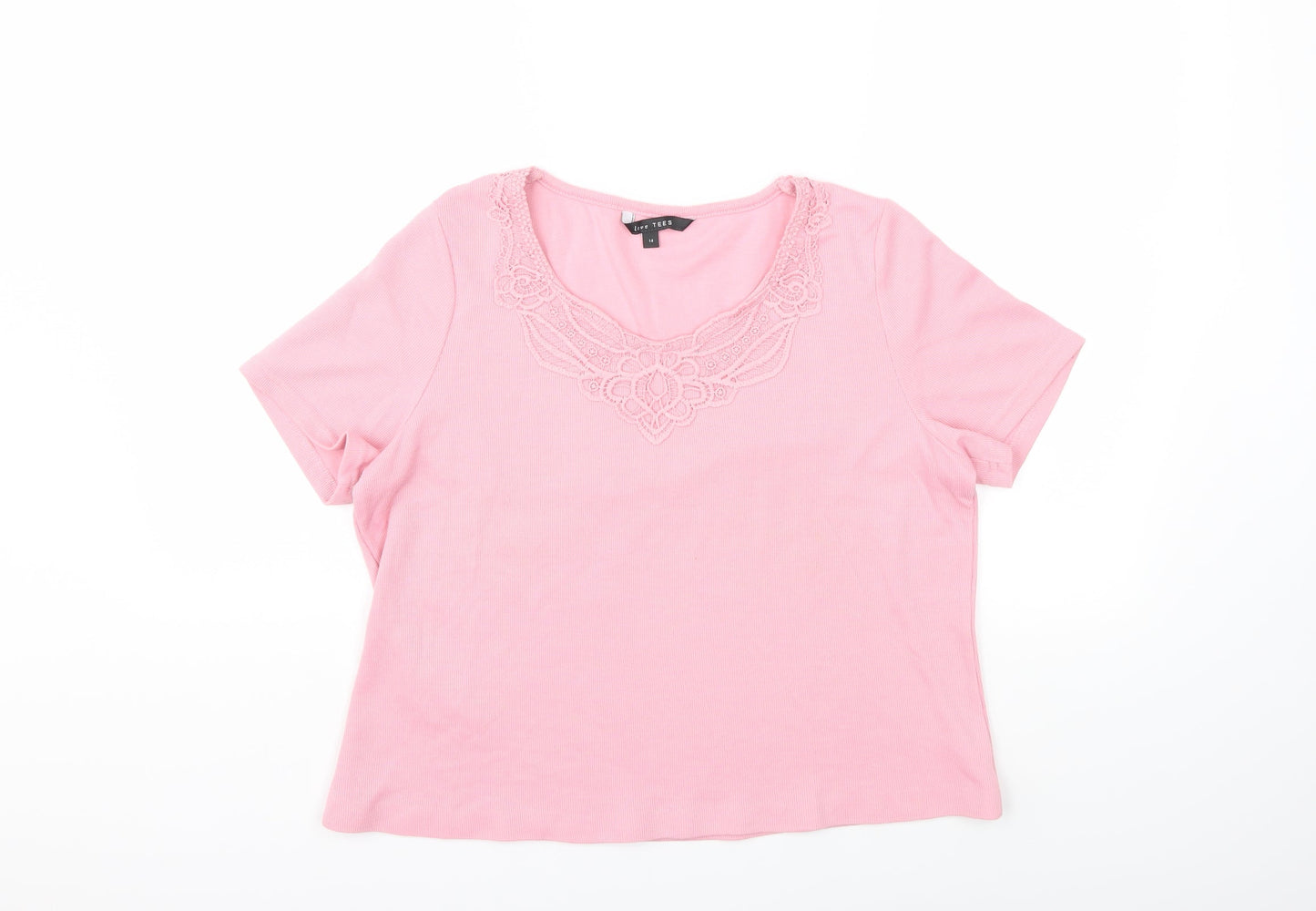 Womens UK Size 14 Preworn Pink Basic T-Shirt