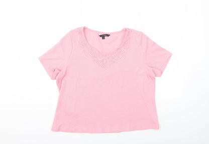Womens UK Size 14 Preworn Pink Basic T-Shirt