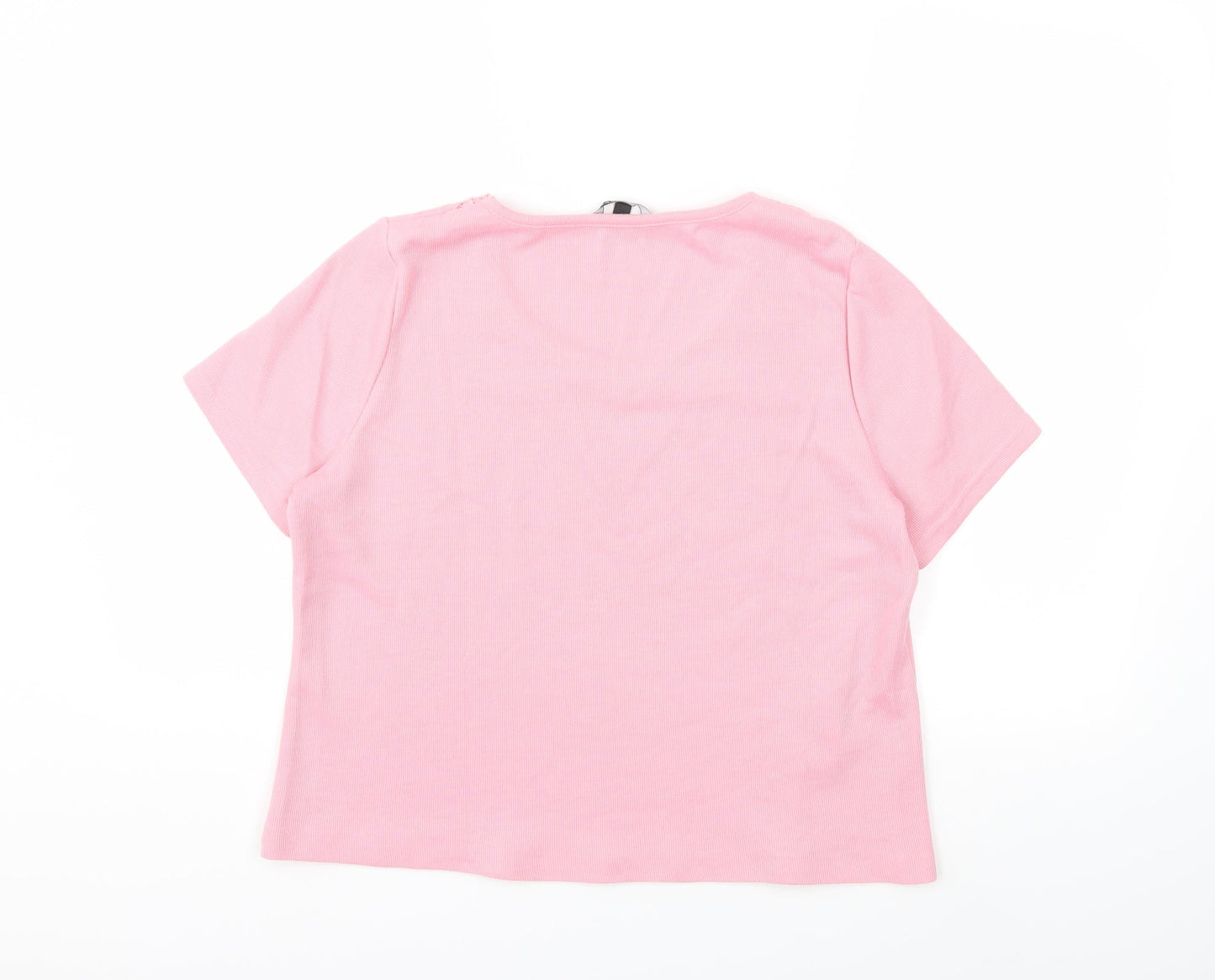 Womens UK Size 14 Preworn Pink Basic T-Shirt
