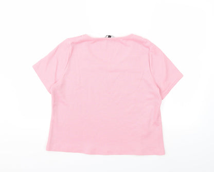 Womens UK Size 14 Preworn Pink Basic T-Shirt