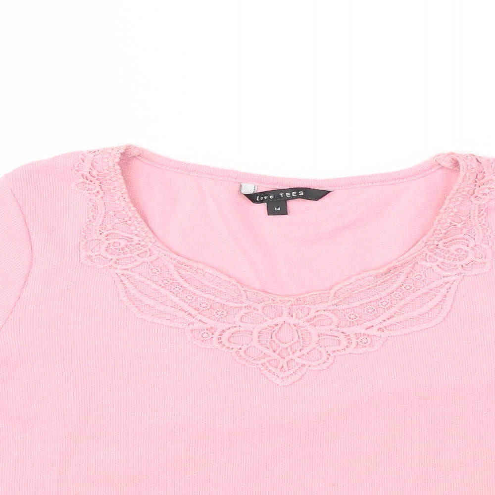 Womens UK Size 14 Preworn Pink Basic T-Shirt