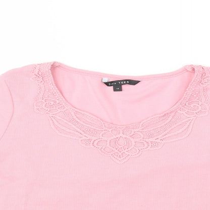 Womens UK Size 14 Preworn Pink Basic T-Shirt