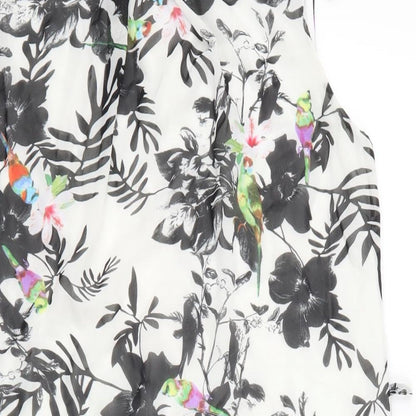 Primark Womens White Floral  Basic T-Shirt Size 10