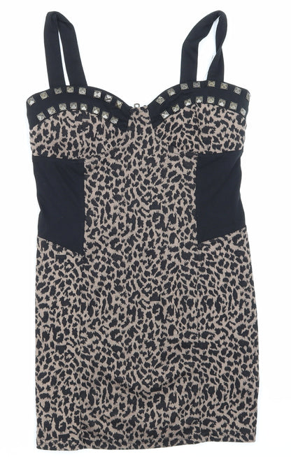 Crafted Womens Blue Animal Print  Mini  Size 10  - built in bra