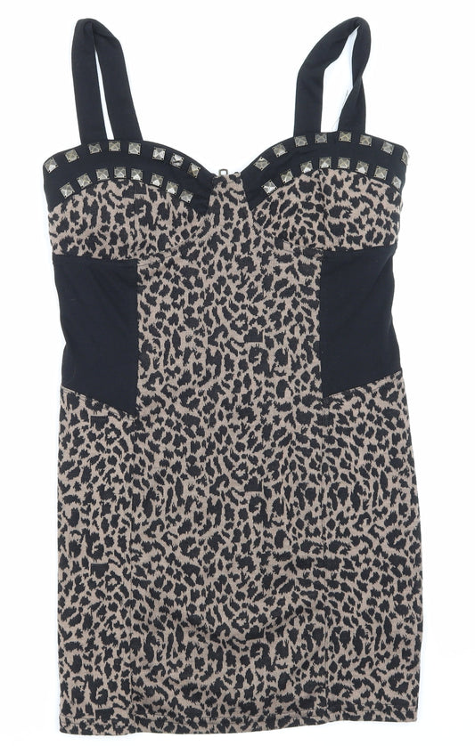 Crafted Womens Blue Animal Print  Mini  Size 10  - built in bra
