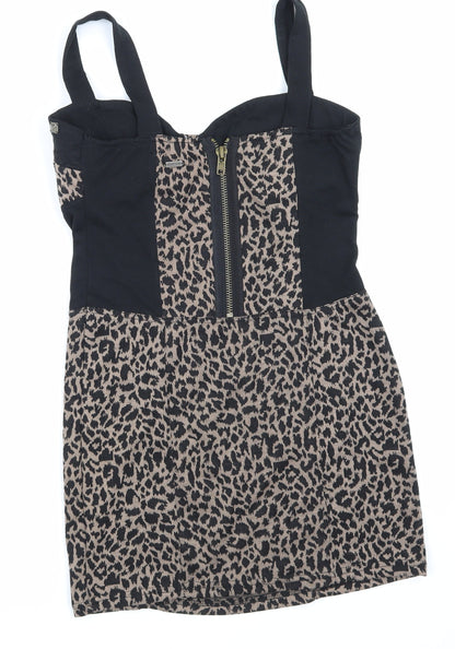 Crafted Womens Blue Animal Print  Mini  Size 10  - built in bra