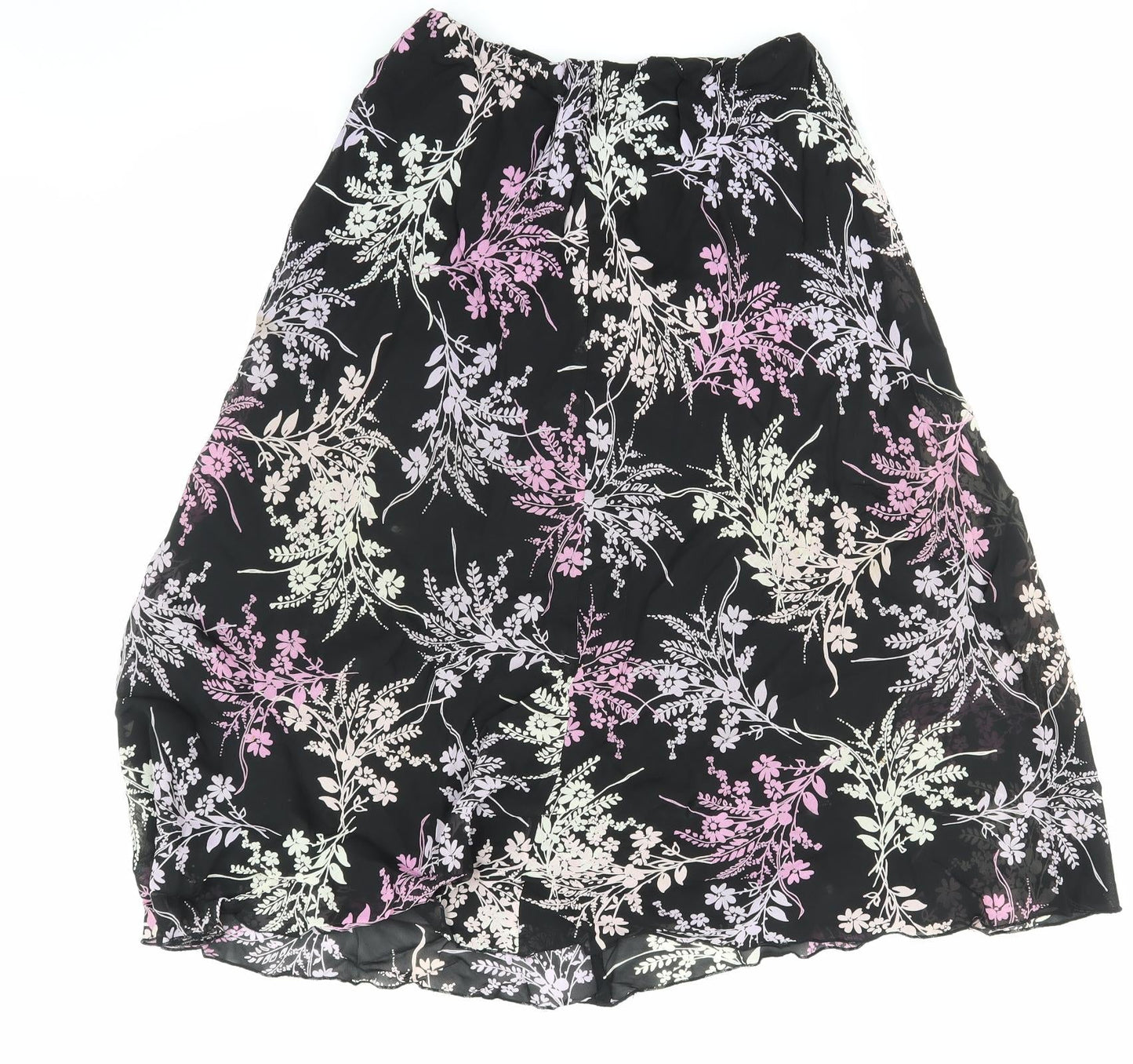 Berkertex Womens Black Floral  Skater Skirt Size 14