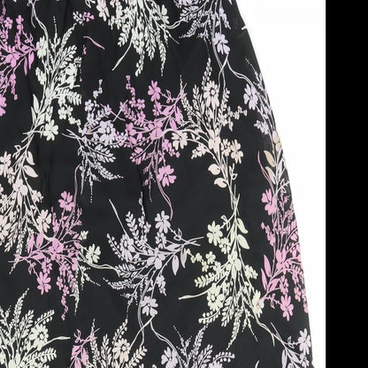 Berkertex Womens Black Floral  Skater Skirt Size 14